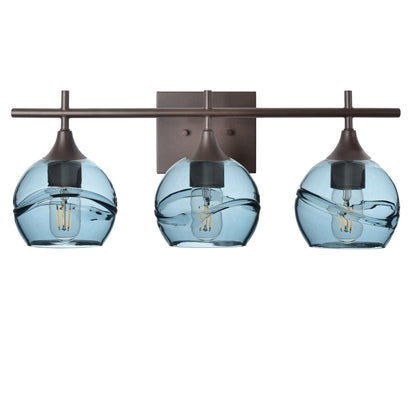 763 3-Light Vanity-Glass-Bicycle Glass Co-Swell-Slate Gray-Antique Bronze-Bicycle Glass Co