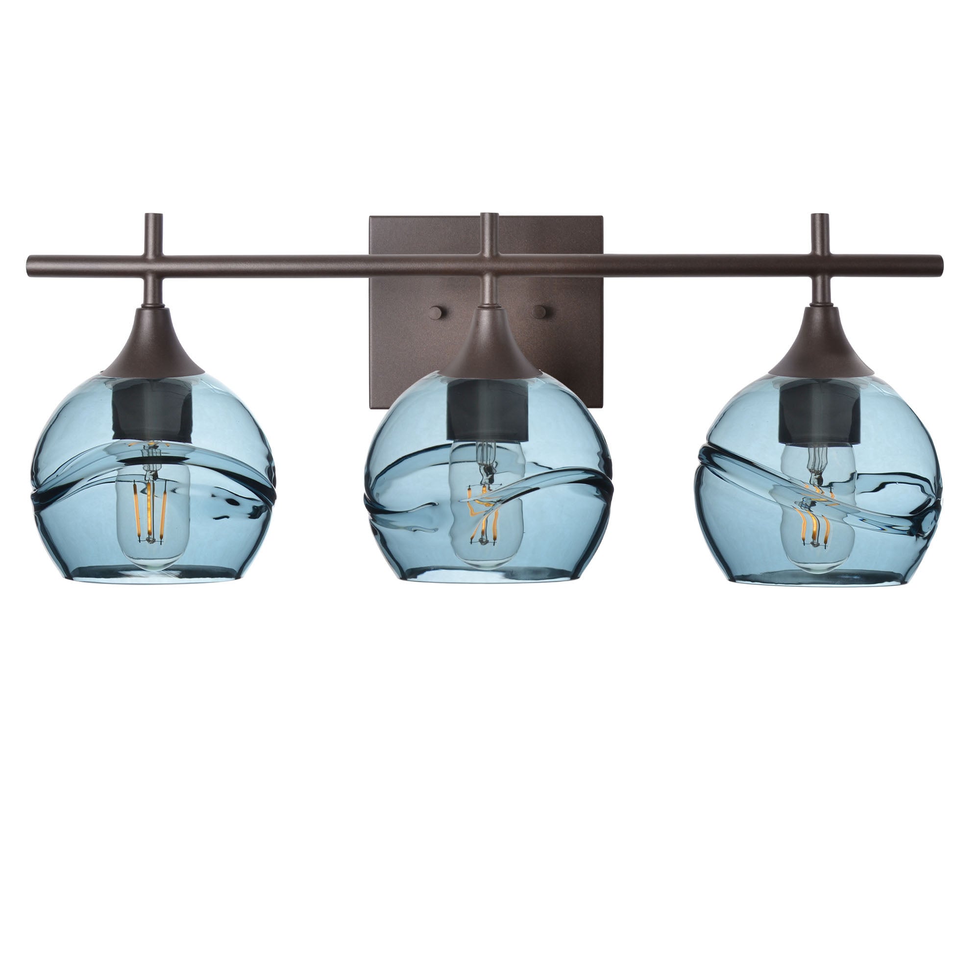 763 3-Light Vanity-Glass-Bicycle Glass Co-Swell-Slate Gray-Antique Bronze-Bicycle Glass Co