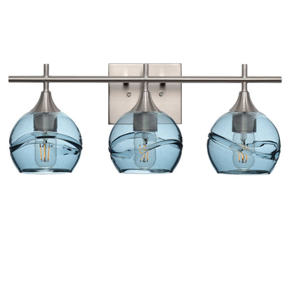 763 3-Light Vanity-Glass-Bicycle Glass Co-Swell-Slate Gray-Brushed Nickel-Bicycle Glass Co