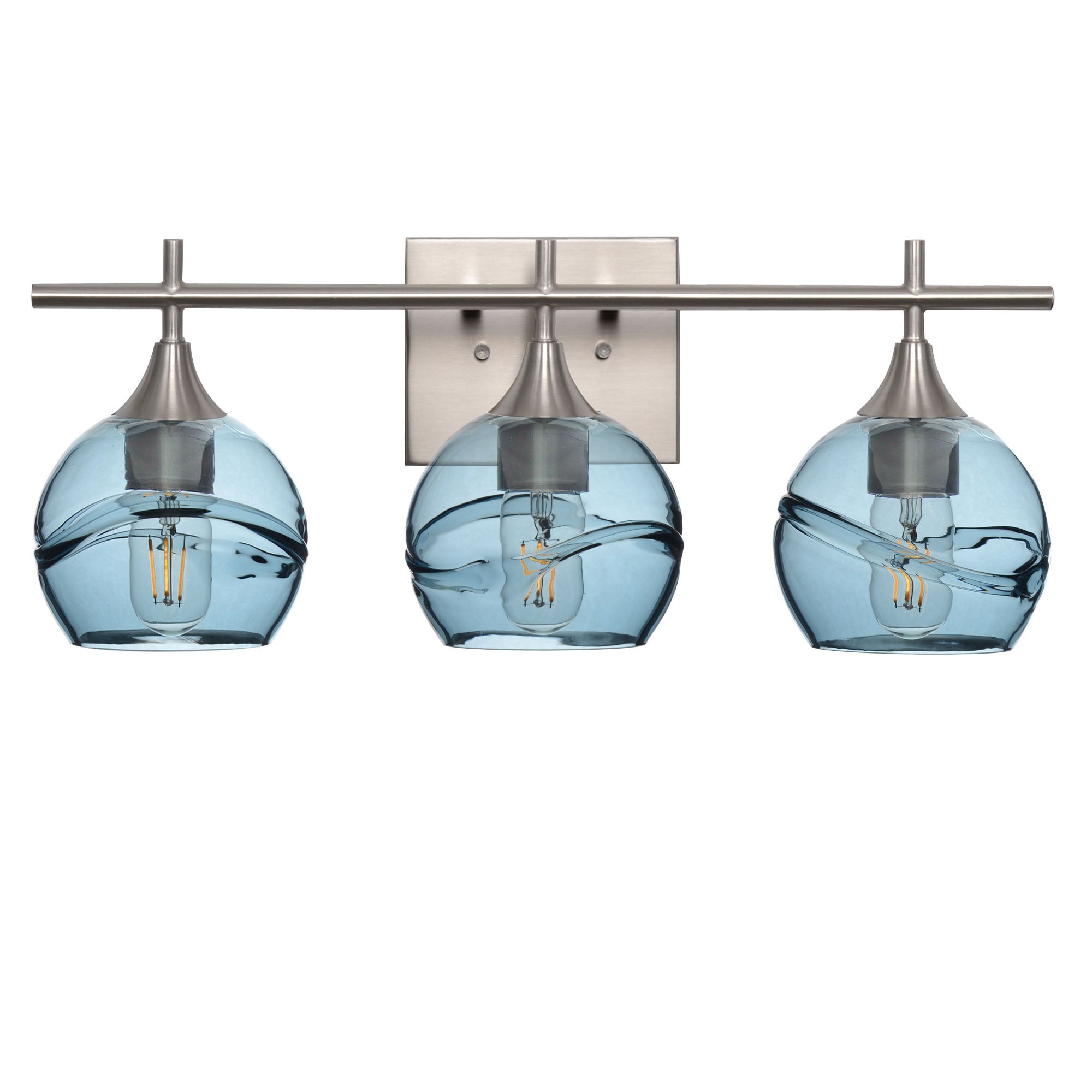 763 3-Light Vanity-Glass-Bicycle Glass Co-Swell-Slate Gray-Brushed Nickel-Bicycle Glass Co