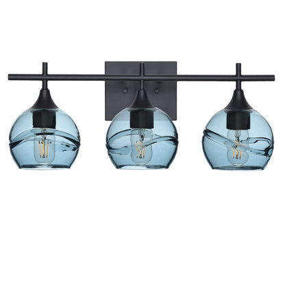 763 3-Light Vanity-Glass-Bicycle Glass Co-Swell-Slate Gray-Matte Black-Bicycle Glass Co