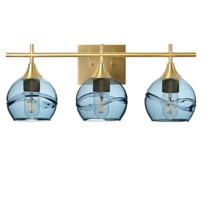 763 3-Light Vanity-Glass-Bicycle Glass Co-Swell-Slate Gray-Polished Brass-Bicycle Glass Co