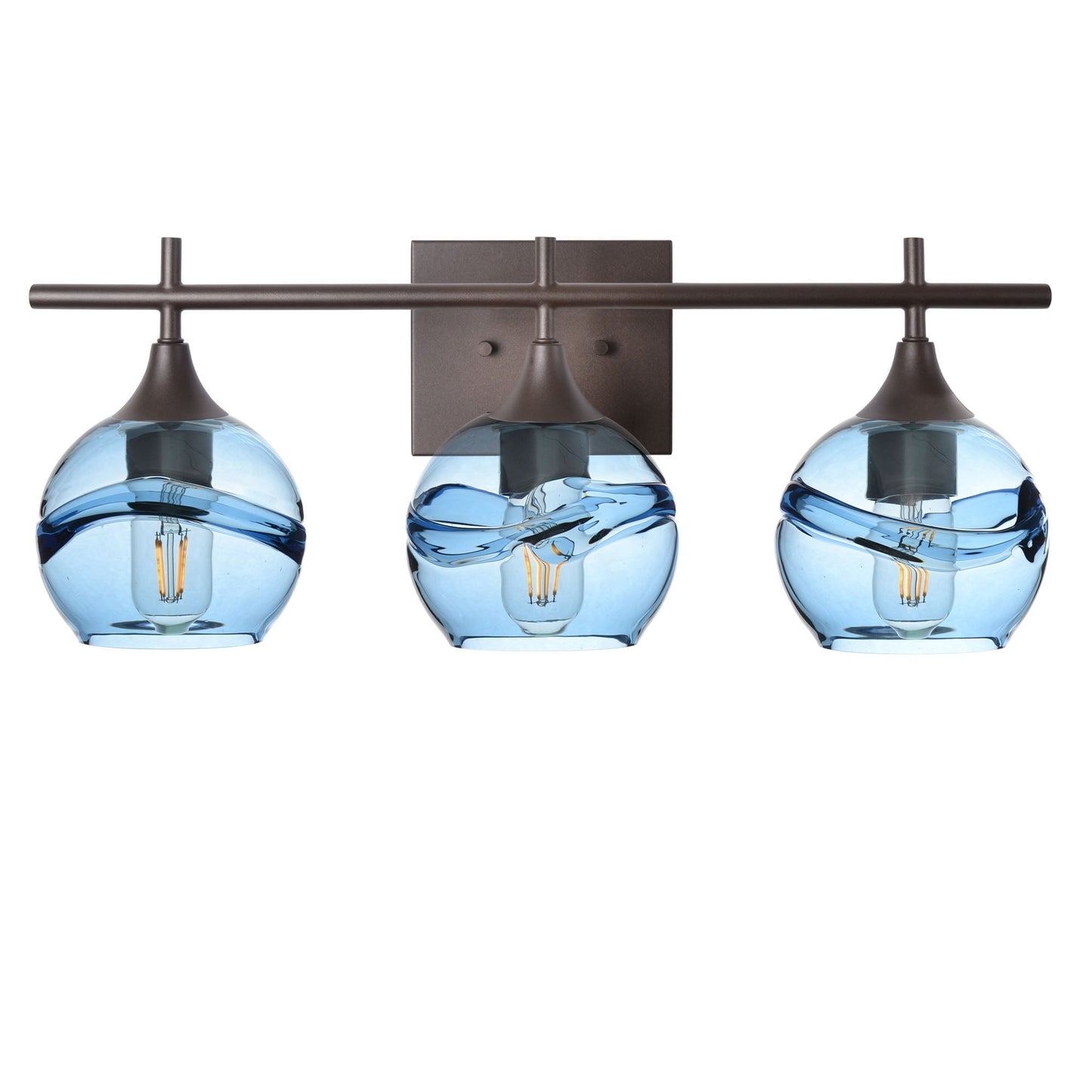 763 3-Light Vanity-Glass-Bicycle Glass Co-Swell-Steel Blue-Antique Bronze-Bicycle Glass Co