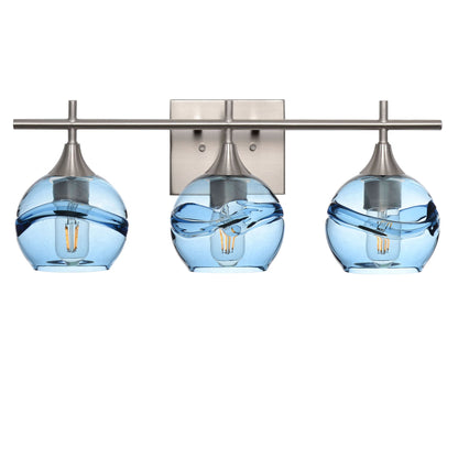 763 3-Light Vanity-Glass-Bicycle Glass Co-Swell-Steel Blue-Brushed Nickel-Bicycle Glass Co