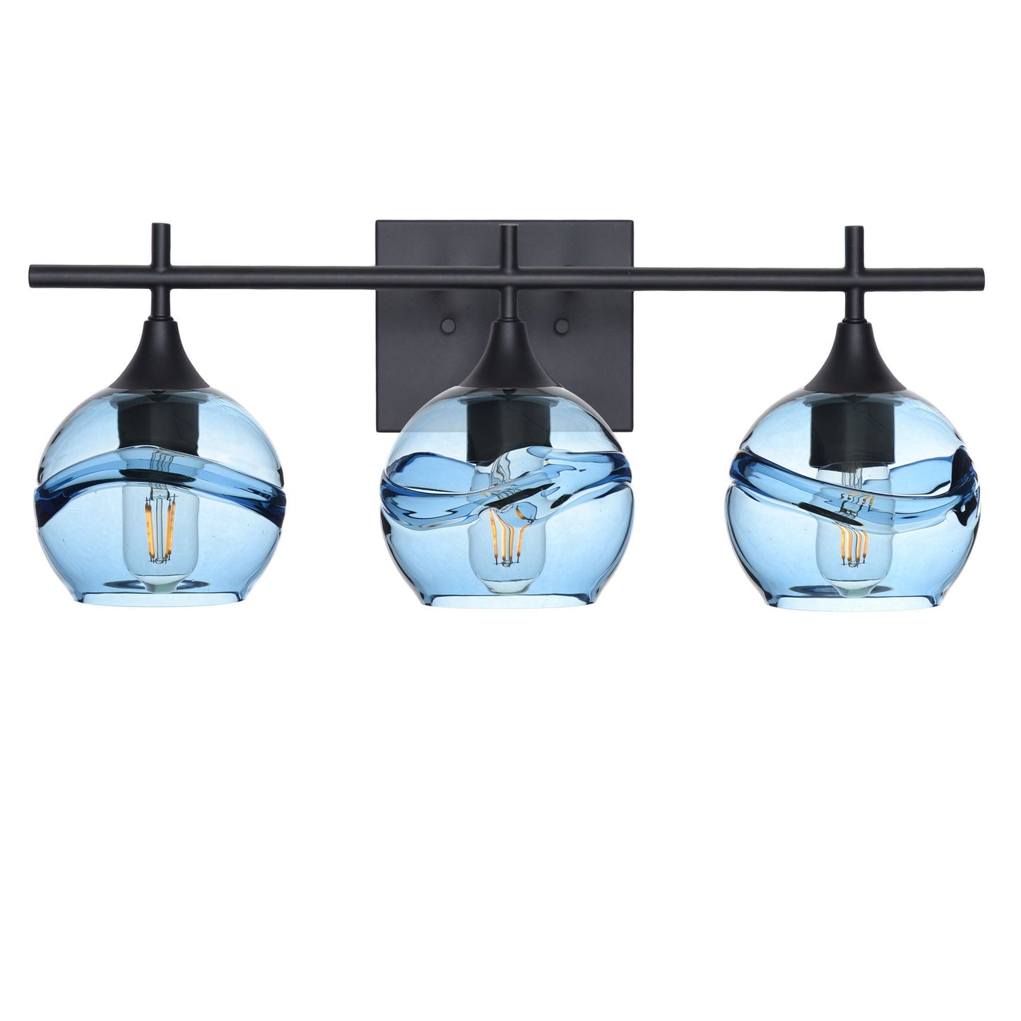 763 3-Light Vanity-Glass-Bicycle Glass Co-Swell-Steel Blue-Matte Black-Bicycle Glass Co