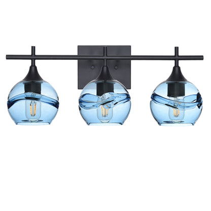 763 3-Light Vanity-Glass-Bicycle Glass Co-Swell-Steel Blue-Matte Black-Bicycle Glass Co