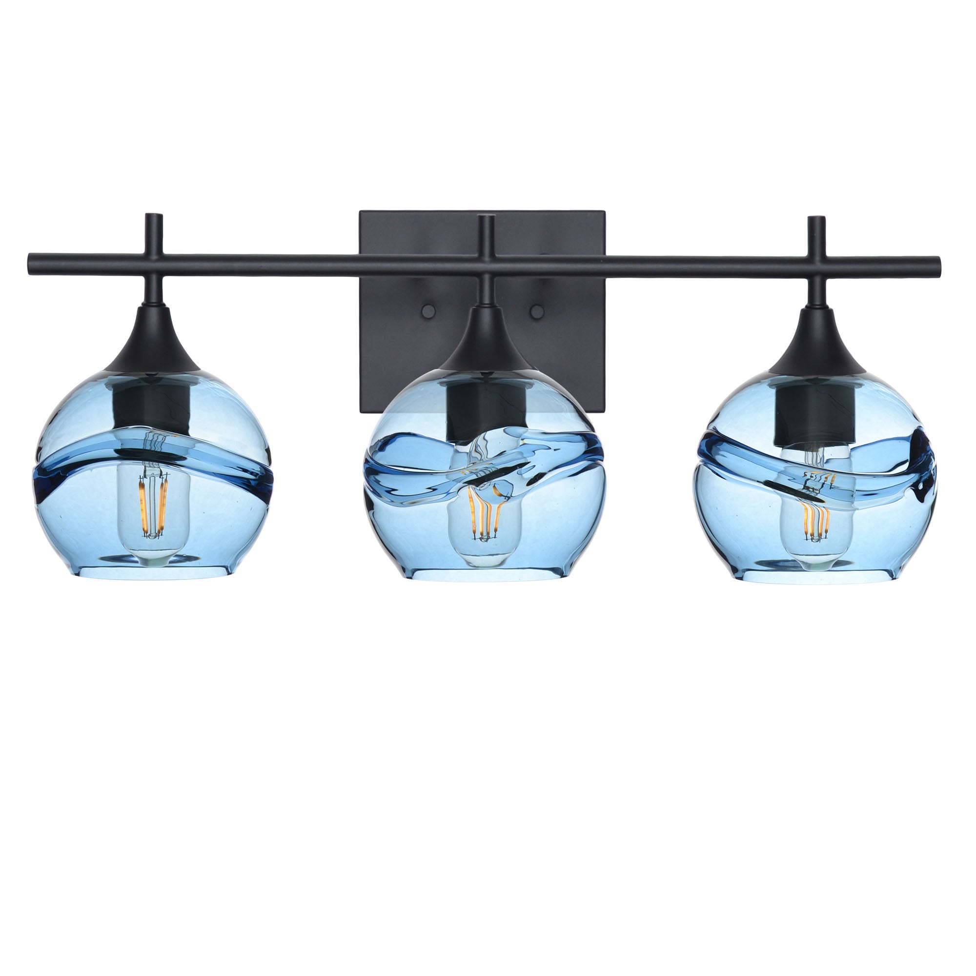 763 3-Light Vanity-Glass-Bicycle Glass Co-Swell-Steel Blue-Matte Black-Bicycle Glass Co