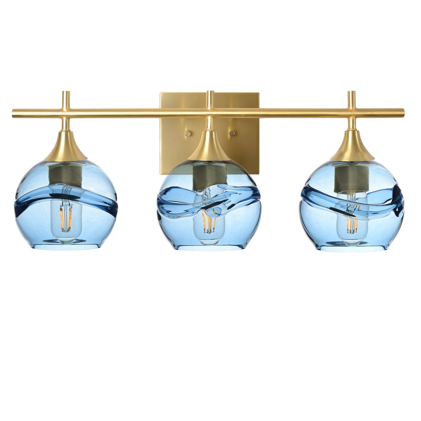 763 3-Light Vanity-Glass-Bicycle Glass Co-Swell-Steel Blue-Polished Brass-Bicycle Glass Co