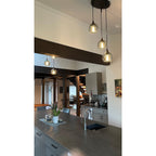 763 3 Pendant Cascade Chandelier-Glass-Bicycle Glass Co-Matte Black - 4ft Cord-Lunar-Steel Blue-Bicycle Glass Co