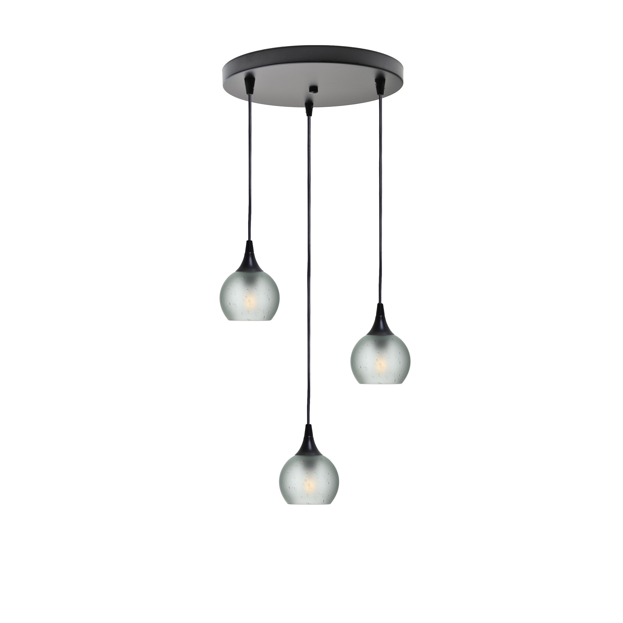 763 3 Pendant Cascade Chandelier-Glass-Bicycle Glass Co - Hotshop-Antique Bronze - 4ft Cord-Celestial-Eco Clear-Bicycle Glass Co