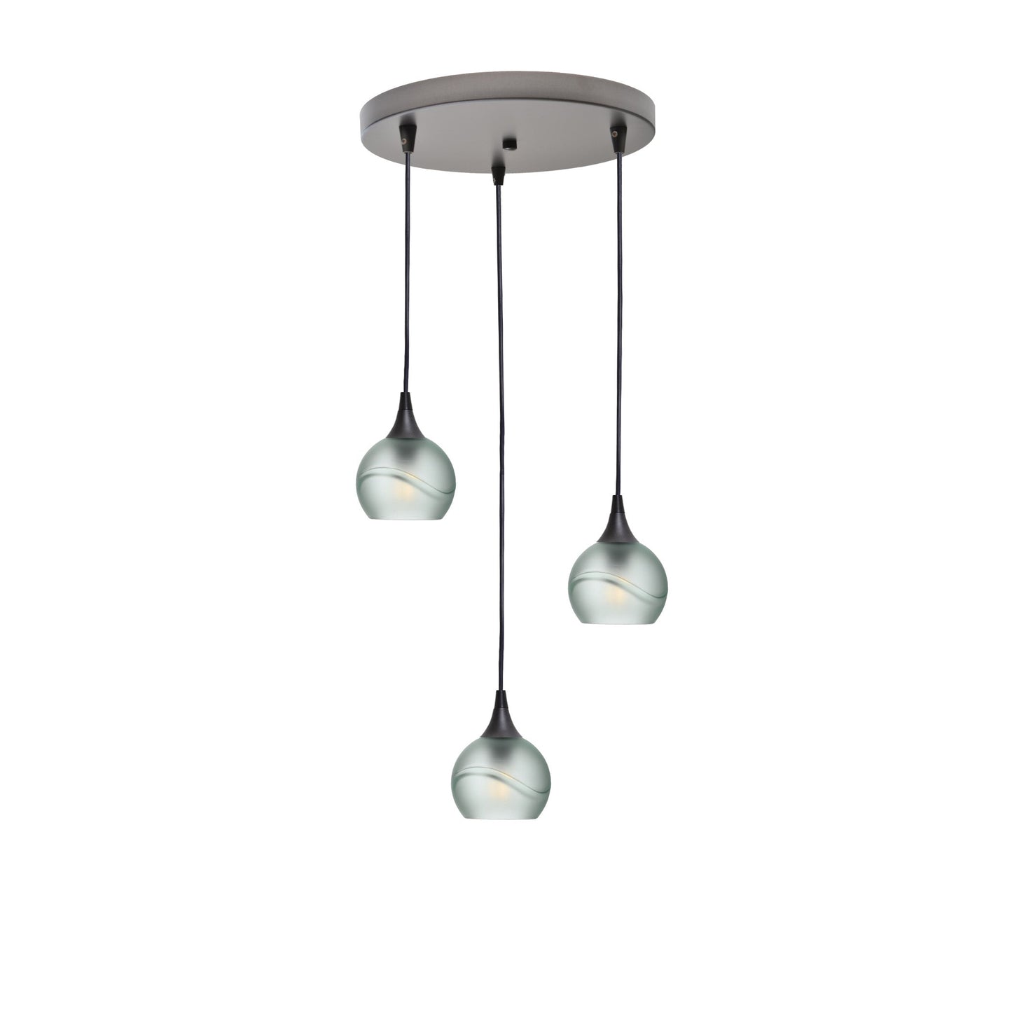 763 3 Pendant Cascade Chandelier-Glass-Bicycle Glass Co - Hotshop-Antique Bronze - 4ft Cord-Glacial-Eco Clear-Bicycle Glass Co