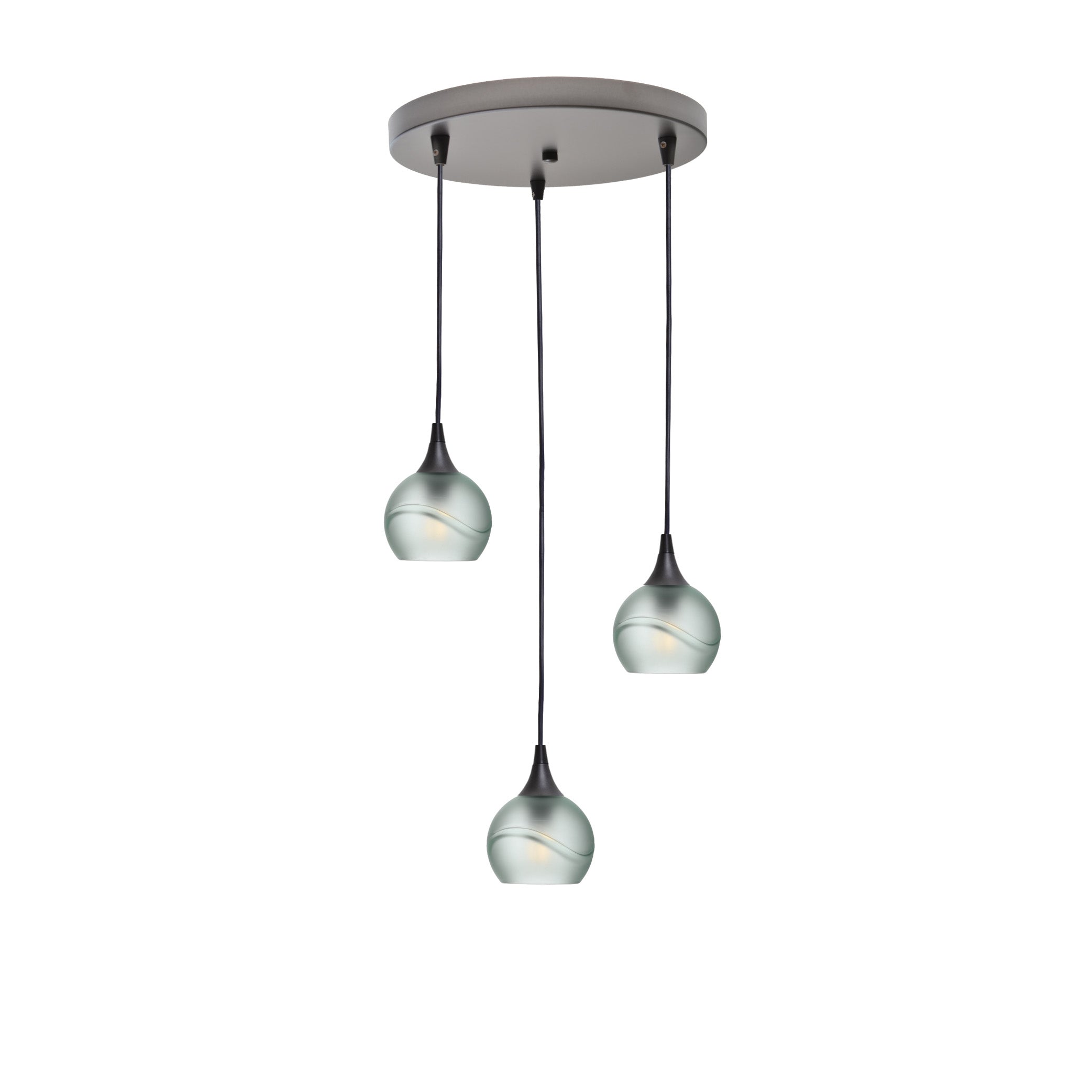 763 3 Pendant Cascade Chandelier-Glass-Bicycle Glass Co - Hotshop-Antique Bronze - 4ft Cord-Glacial-Eco Clear-Bicycle Glass Co