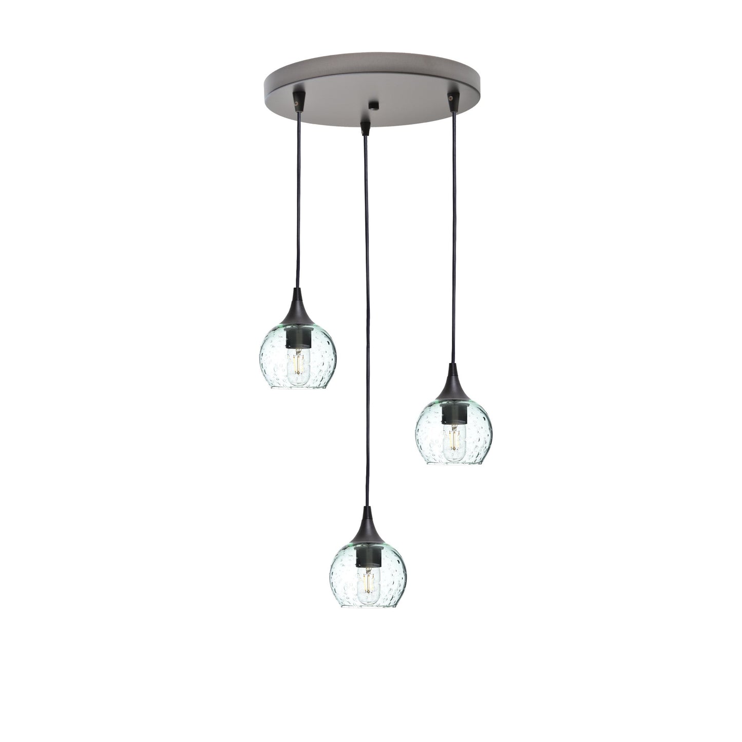 763 3 Pendant Cascade Chandelier-Glass-Bicycle Glass Co - Hotshop-Antique Bronze - 4ft Cord-Lunar-Eco Clear-Bicycle Glass Co