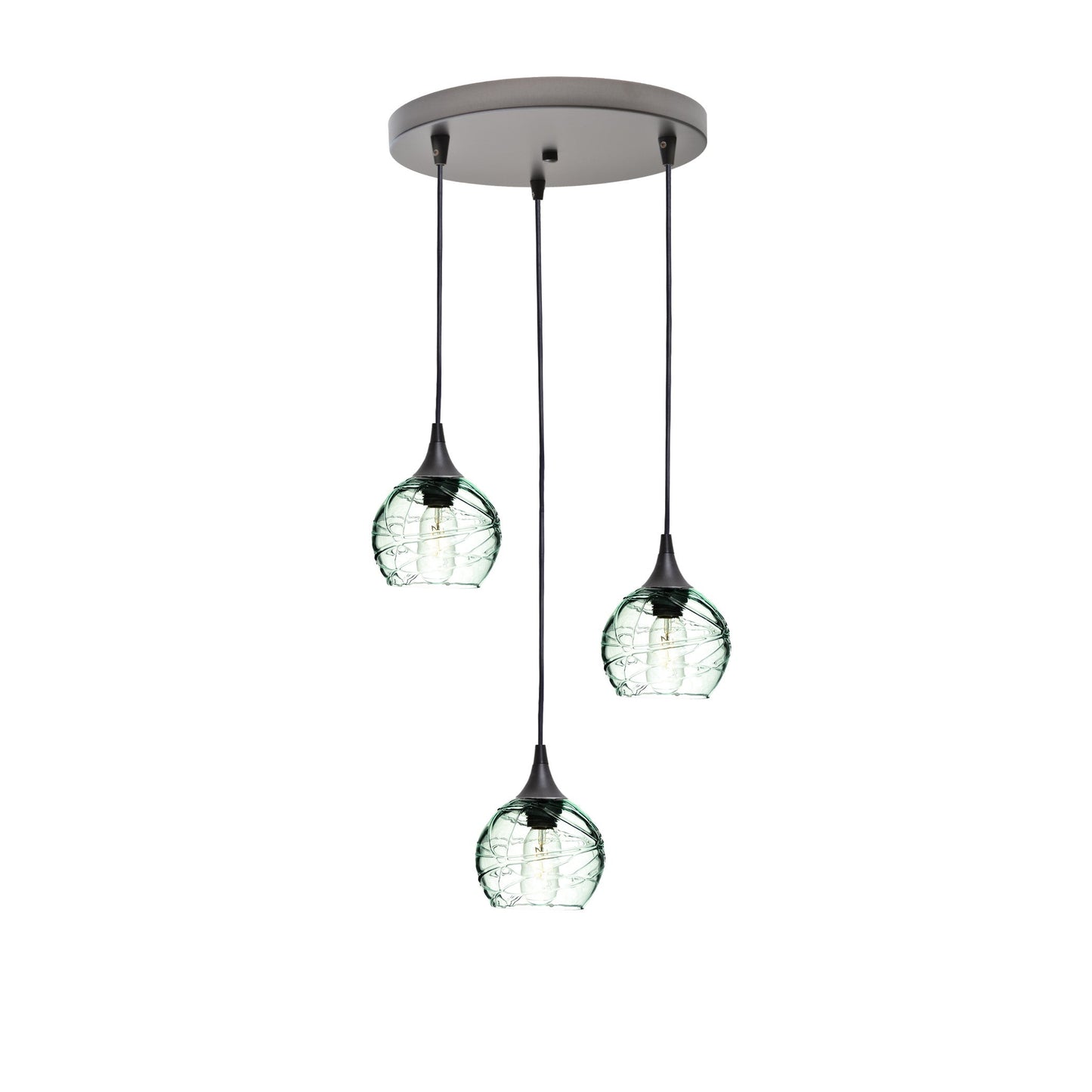 763 3 Pendant Cascade Chandelier-Glass-Bicycle Glass Co - Hotshop-Antique Bronze - 4ft Cord-Spun-Eco Clear-Bicycle Glass Co