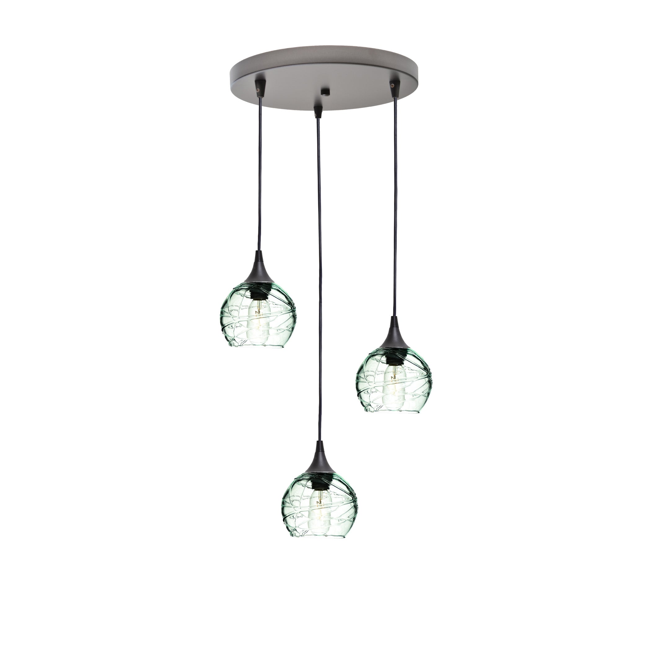 763 3 Pendant Cascade Chandelier-Glass-Bicycle Glass Co - Hotshop-Antique Bronze - 4ft Cord-Spun-Eco Clear-Bicycle Glass Co