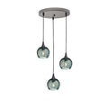 763 3 Pendant Cascade Chandelier-Glass-Bicycle Glass Co - Hotshop-Antique Bronze - 4ft Cord-Spun-Slate Gray-Bicycle Glass Co