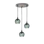 763 3 Pendant Cascade Chandelier-Glass-Bicycle Glass Co - Hotshop-Antique Bronze - 4ft Cord-Spun-Slate Gray-Bicycle Glass Co