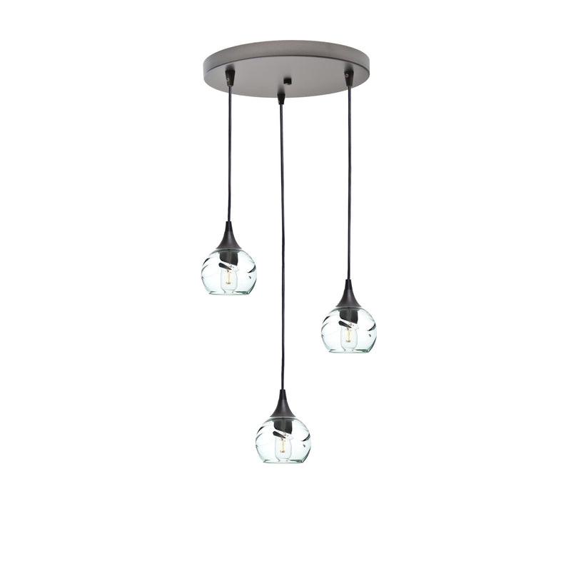 763 3 Pendant Cascade Chandelier — Antique Bronze - 8ft Cord / Swell / Eco Clear