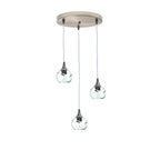 763 3 Pendant Cascade Chandelier-Glass-Bicycle Glass Co - Hotshop-Brushed Nickel - 4ft Cord-Swell-Eco Clear-Bicycle Glass Co