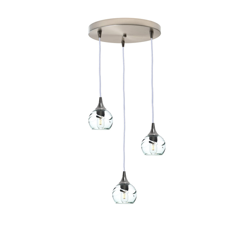 763 3 Pendant Cascade Chandelier — Brushed Nickel - Custom / Swell / Eco Clear