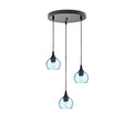 763 3 Pendant Cascade Chandelier-Glass-Bicycle Glass Co - Hotshop-Matte Black - 4ft Cord-Lunar-Steel Blue-Bicycle Glass Co