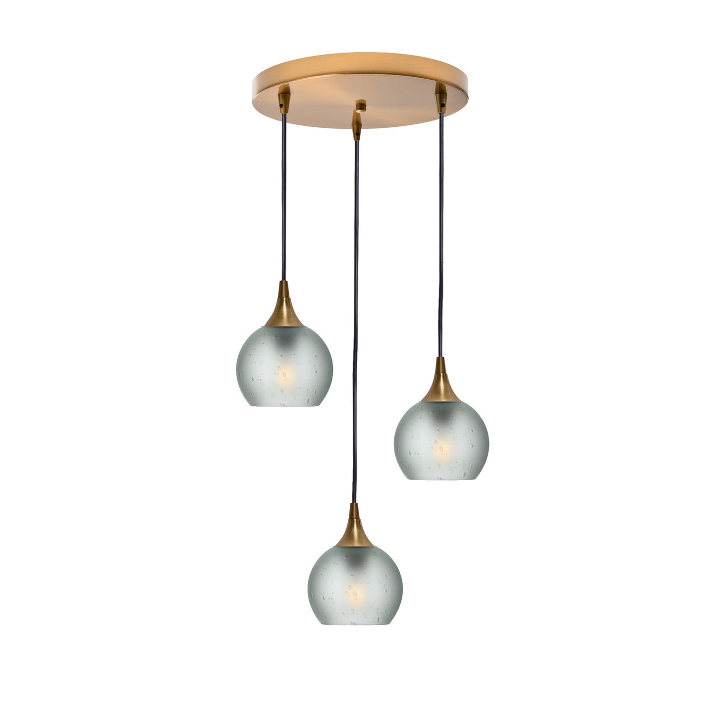 763 3 Pendant Cascade Chandelier-Glass-Bicycle Glass Co - Hotshop-Polished Brass - 4ft Cord-Celestial-Eco Clear-Bicycle Glass Co
