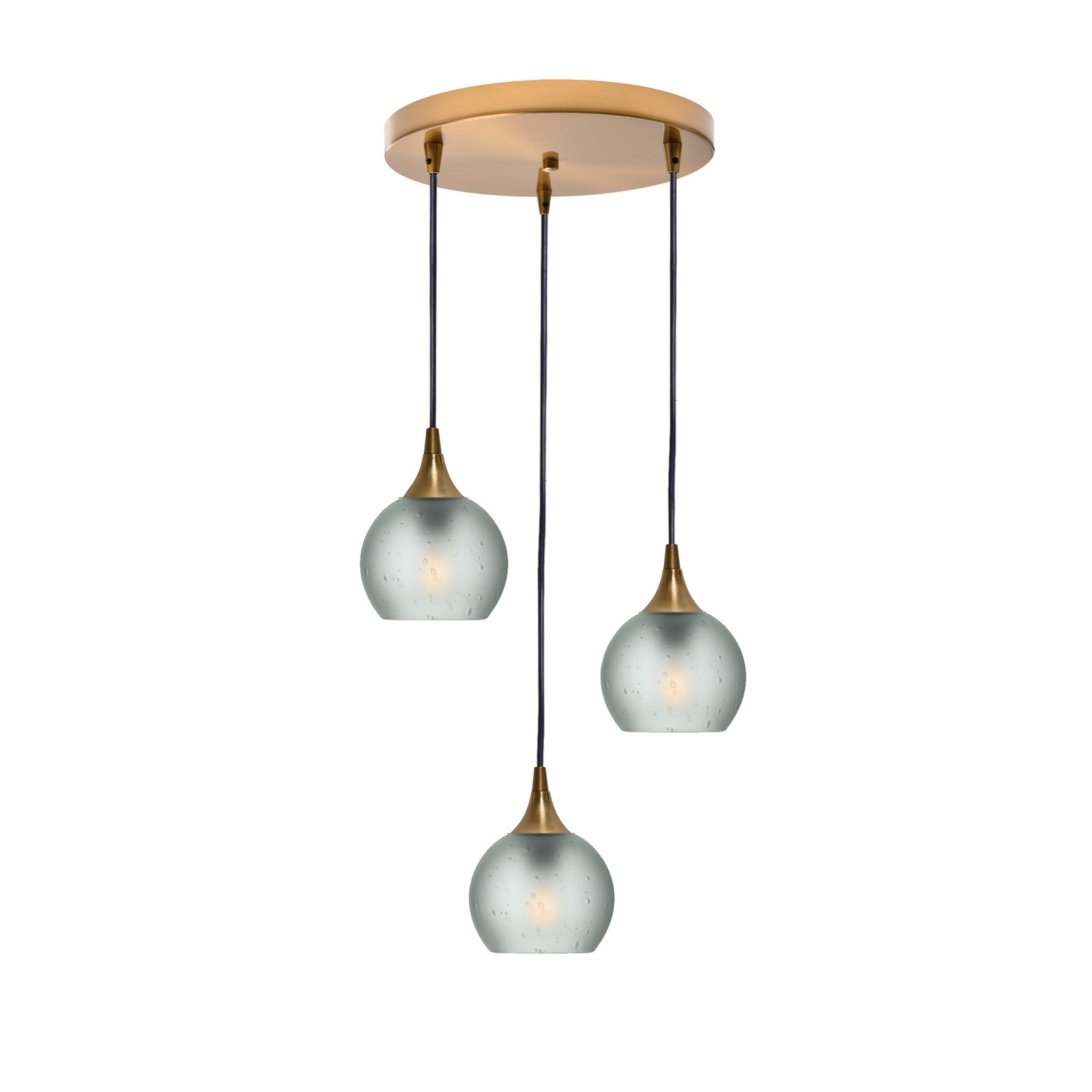 763 3 Pendant Cascade Chandelier-Glass-Bicycle Glass Co - Hotshop-Polished Brass - 4ft Cord-Celestial-Eco Clear-Bicycle Glass Co
