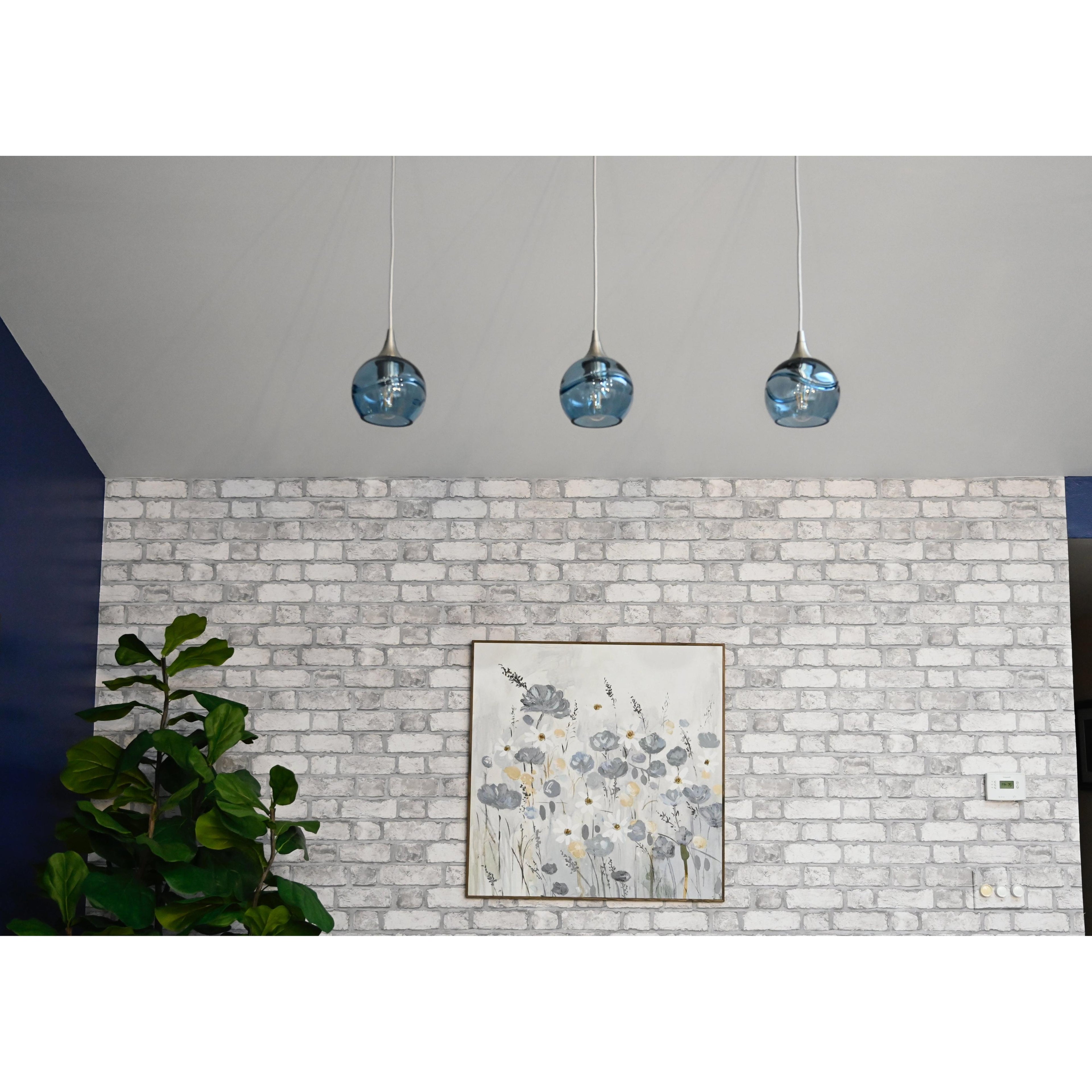 763 3 Pendant Linear Chandelier-Glass-Bicycle Glass Co - Hotshop-Matte Black - 4ft Cord-Lunar-Steel Blue-Bicycle Glass Co