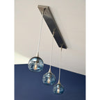 763 3 Pendant Linear Chandelier-Glass-Bicycle Glass Co - Hotshop-Matte Black - 4ft Cord-Lunar-Steel Blue-Bicycle Glass Co