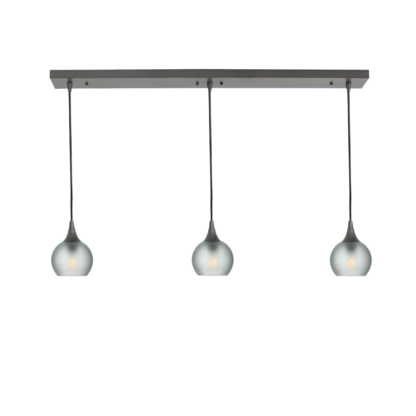 763 3 Pendant Linear Chandelier-Glass-Bicycle Glass Co - Hotshop-Antique Bronze - 4ft Cord-Celestial-Eco Clear-Bicycle Glass Co