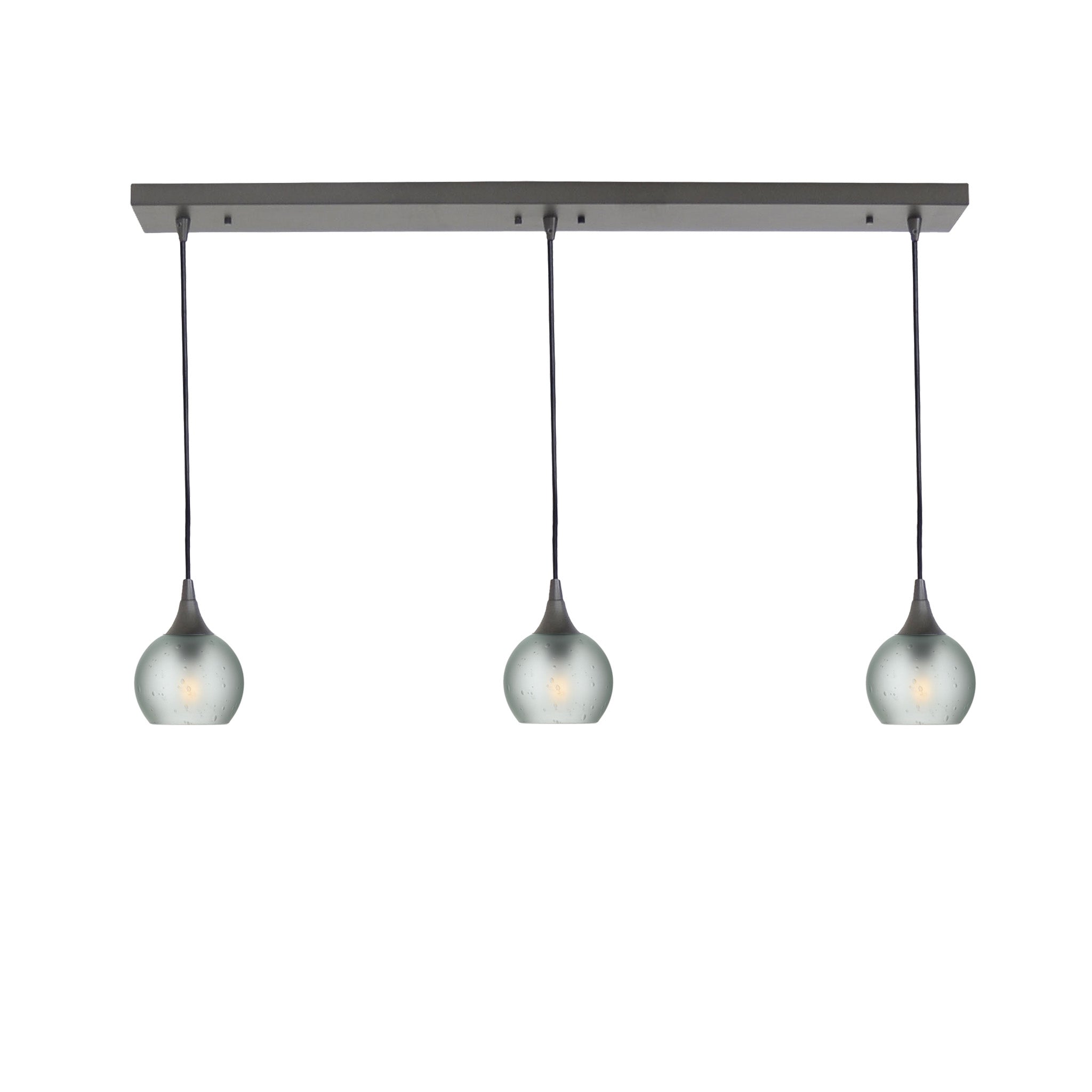 763 3 Pendant Linear Chandelier-Glass-Bicycle Glass Co - Hotshop-Antique Bronze - 4ft Cord-Celestial-Eco Clear-Bicycle Glass Co