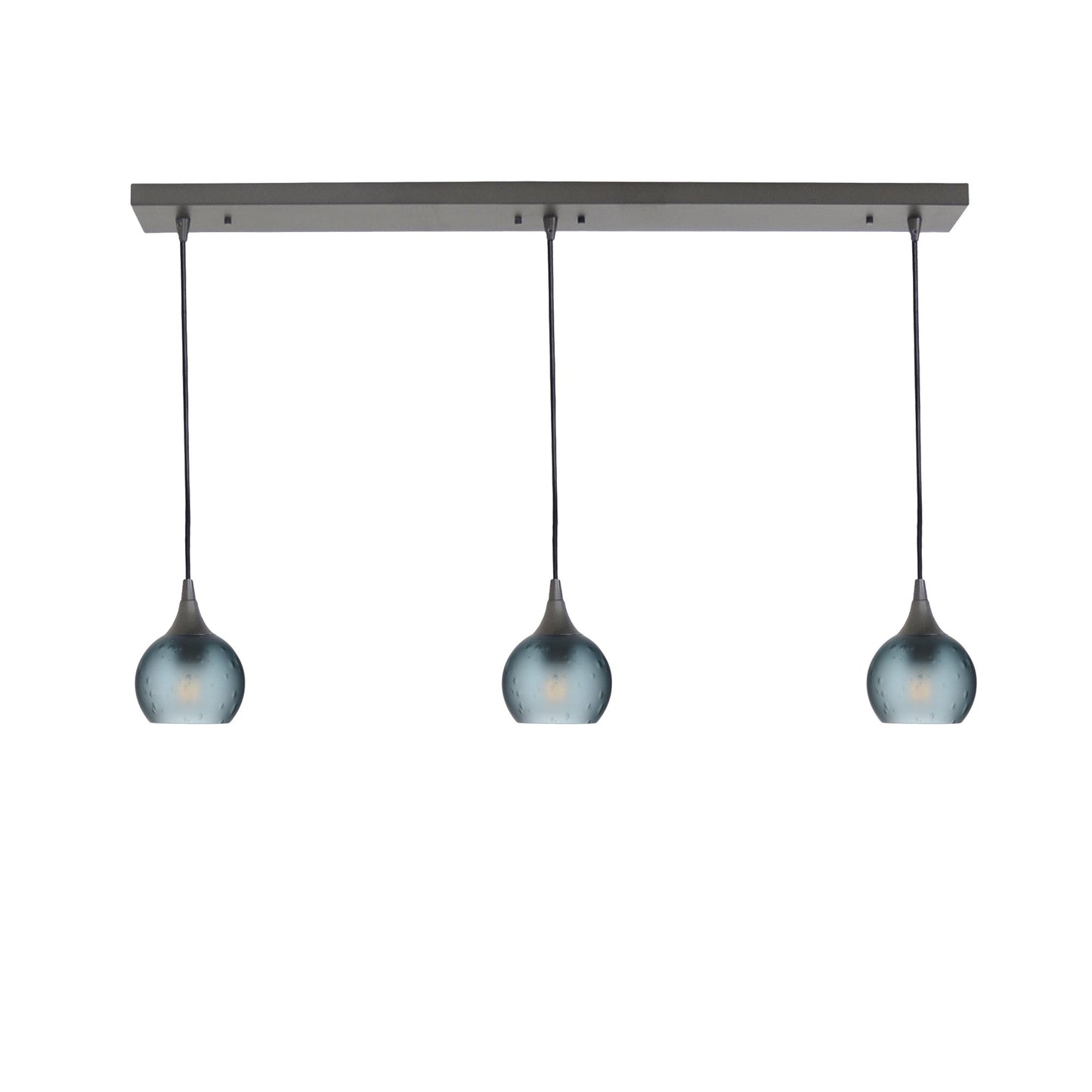 763 3 Pendant Linear Chandelier-Glass-Bicycle Glass Co - Hotshop-Antique Bronze - 4ft Cord-Celestial-Slate Gray-Bicycle Glass Co
