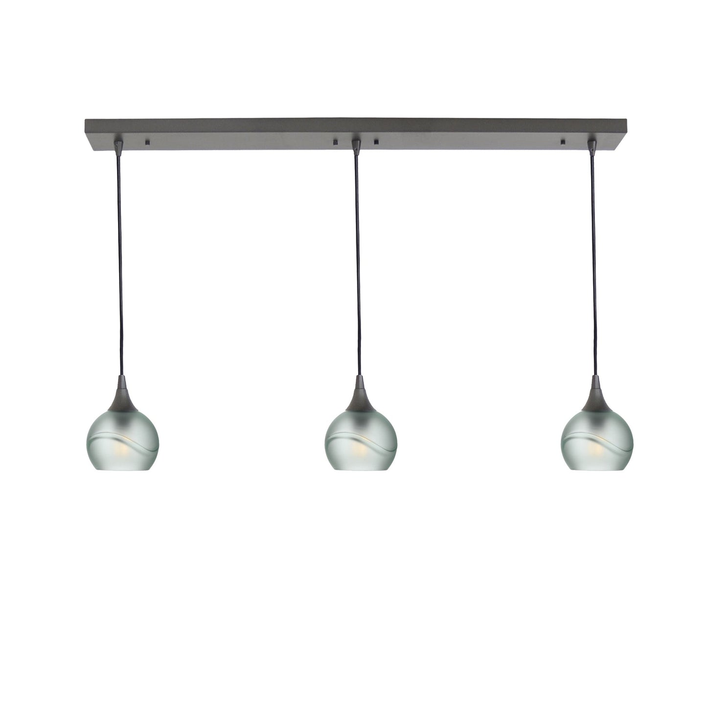 763 3 Pendant Linear Chandelier-Glass-Bicycle Glass Co - Hotshop-Antique Bronze - 4ft Cord-Glacial-Eco Clear-Bicycle Glass Co