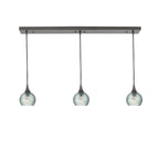763 3 Pendant Linear Chandelier-Glass-Bicycle Glass Co - Hotshop-Antique Bronze - 4ft Cord-Glacial-Eco Clear-Bicycle Glass Co
