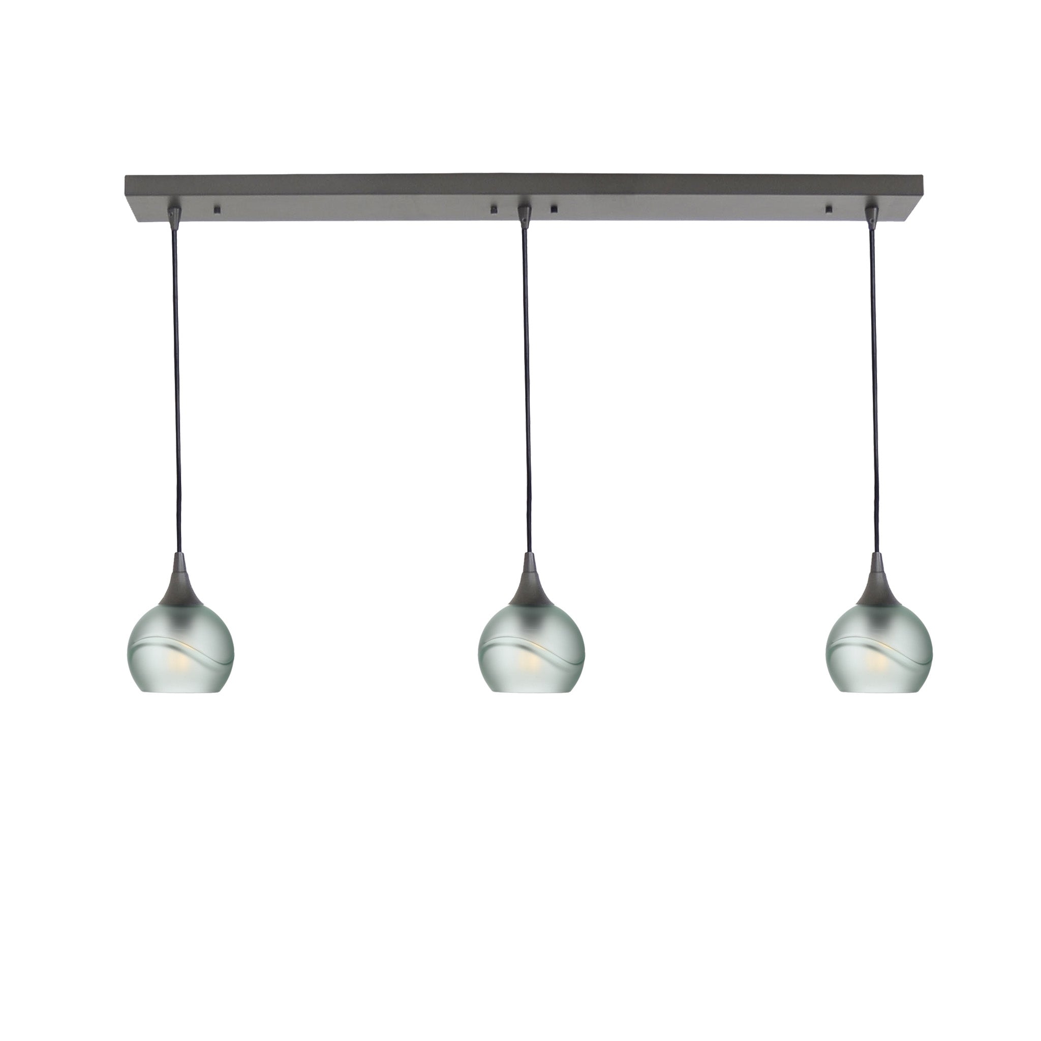 763 3 Pendant Linear Chandelier-Glass-Bicycle Glass Co - Hotshop-Antique Bronze - 4ft Cord-Glacial-Eco Clear-Bicycle Glass Co