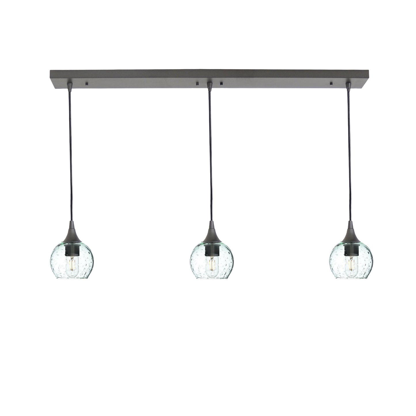 763 3 Pendant Linear Chandelier-Glass-Bicycle Glass Co - Hotshop-Antique Bronze - 4ft Cord-Lunar-Eco Clear-Bicycle Glass Co