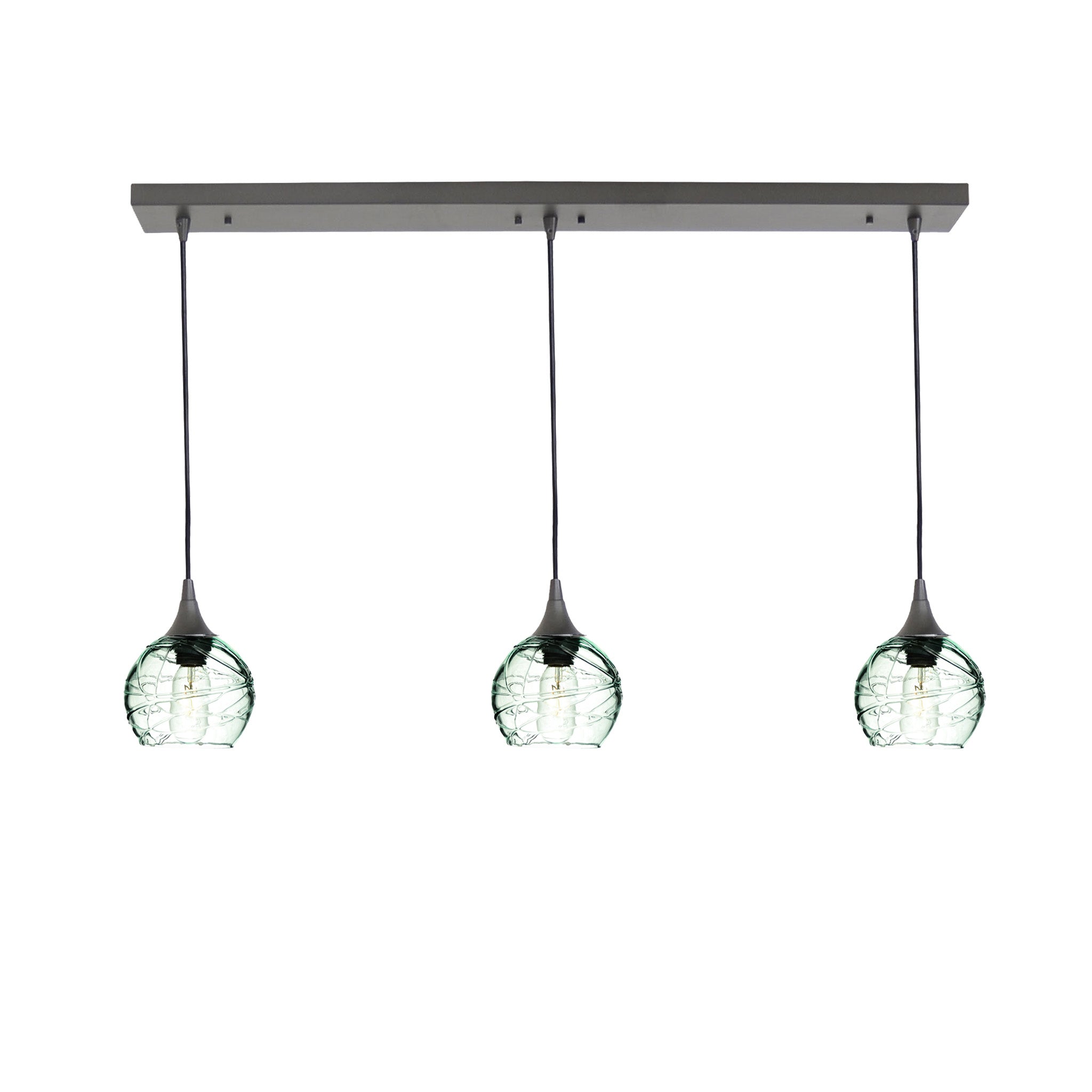 763 3 Pendant Linear Chandelier-Glass-Bicycle Glass Co - Hotshop-Antique Bronze - 4ft Cord-Spun-Eco Clear-Bicycle Glass Co
