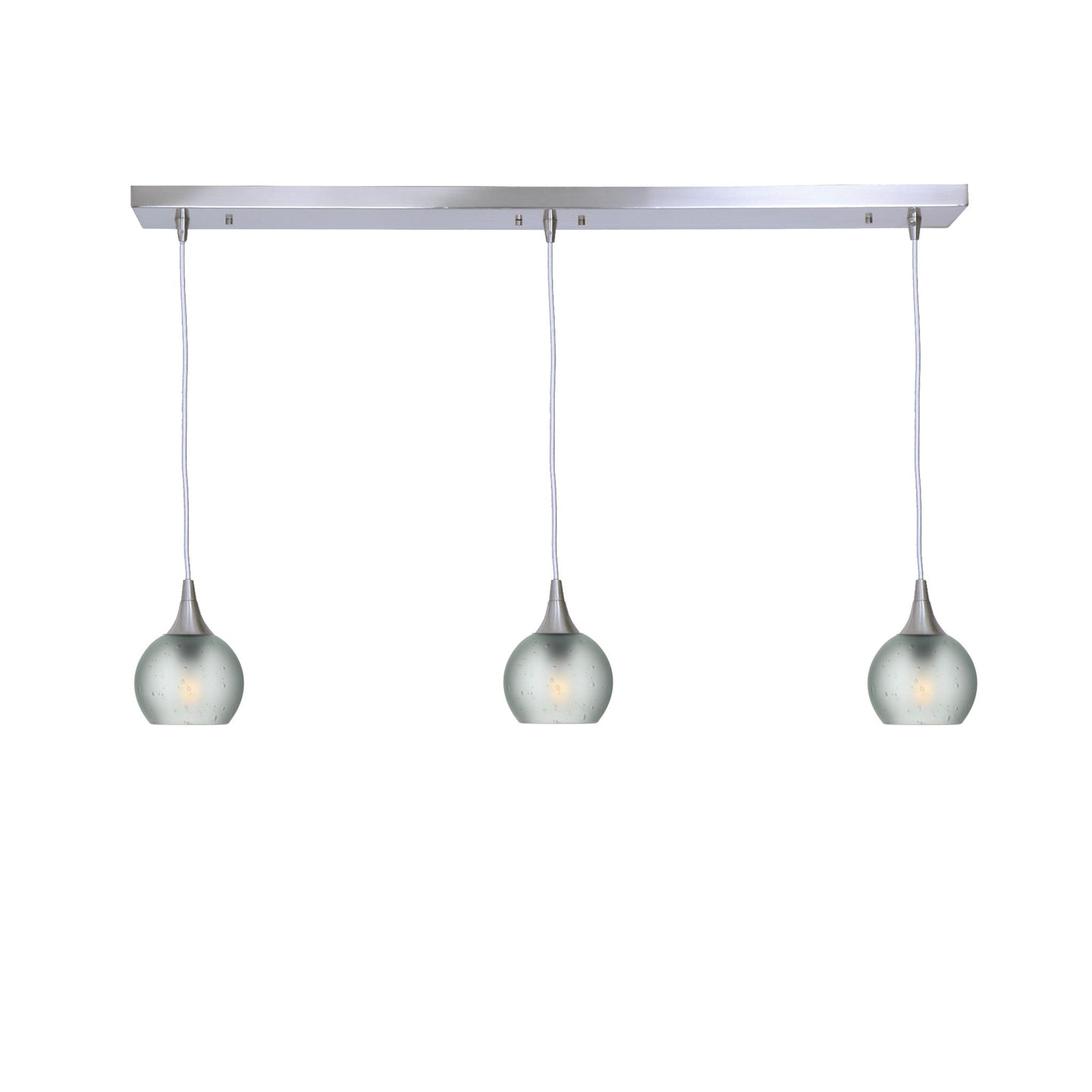 763 3 Pendant Linear Chandelier-Glass-Bicycle Glass Co - Hotshop-Brushed Nickel - 4ft Cord-Celestial-Eco Clear-Bicycle Glass Co