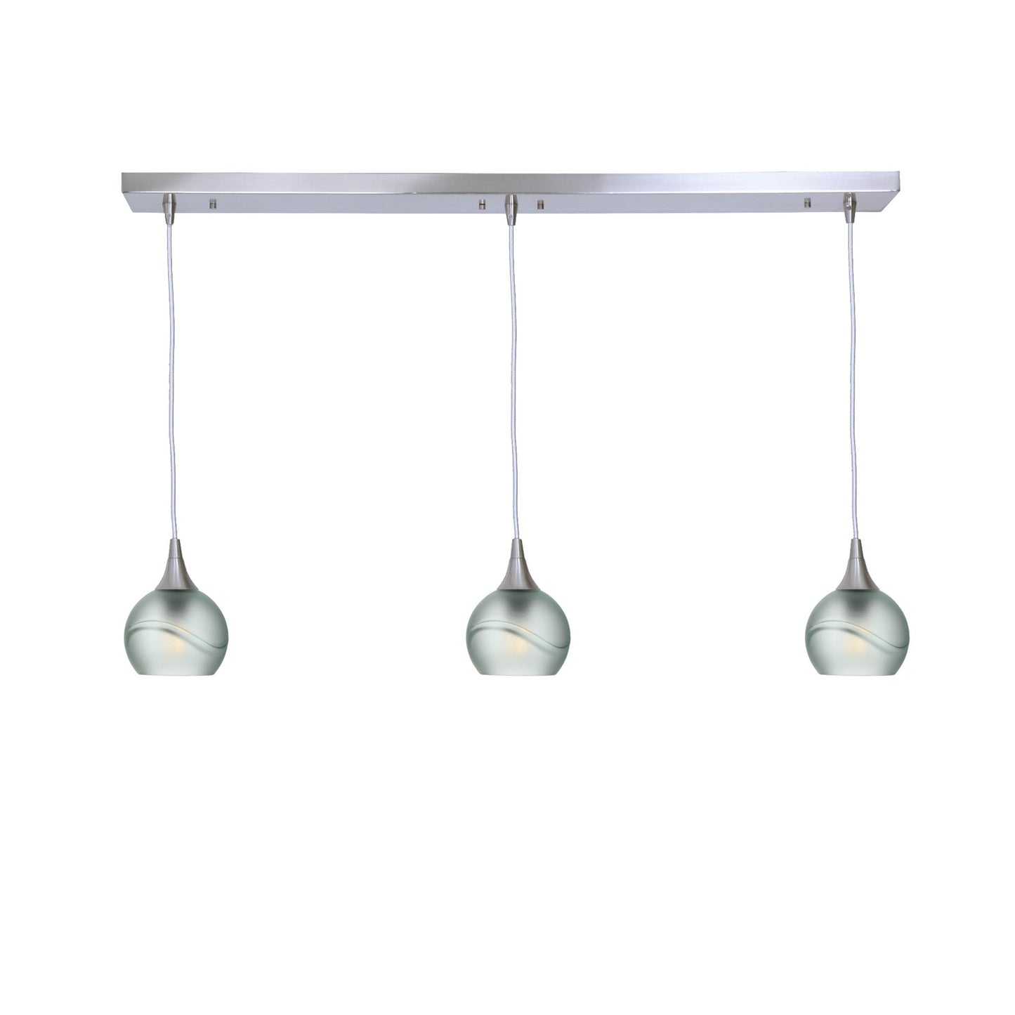 763 3 Pendant Linear Chandelier-Glass-Bicycle Glass Co - Hotshop-Brushed Nickel - 4ft Cord-Glacial-Eco Clear-Bicycle Glass Co