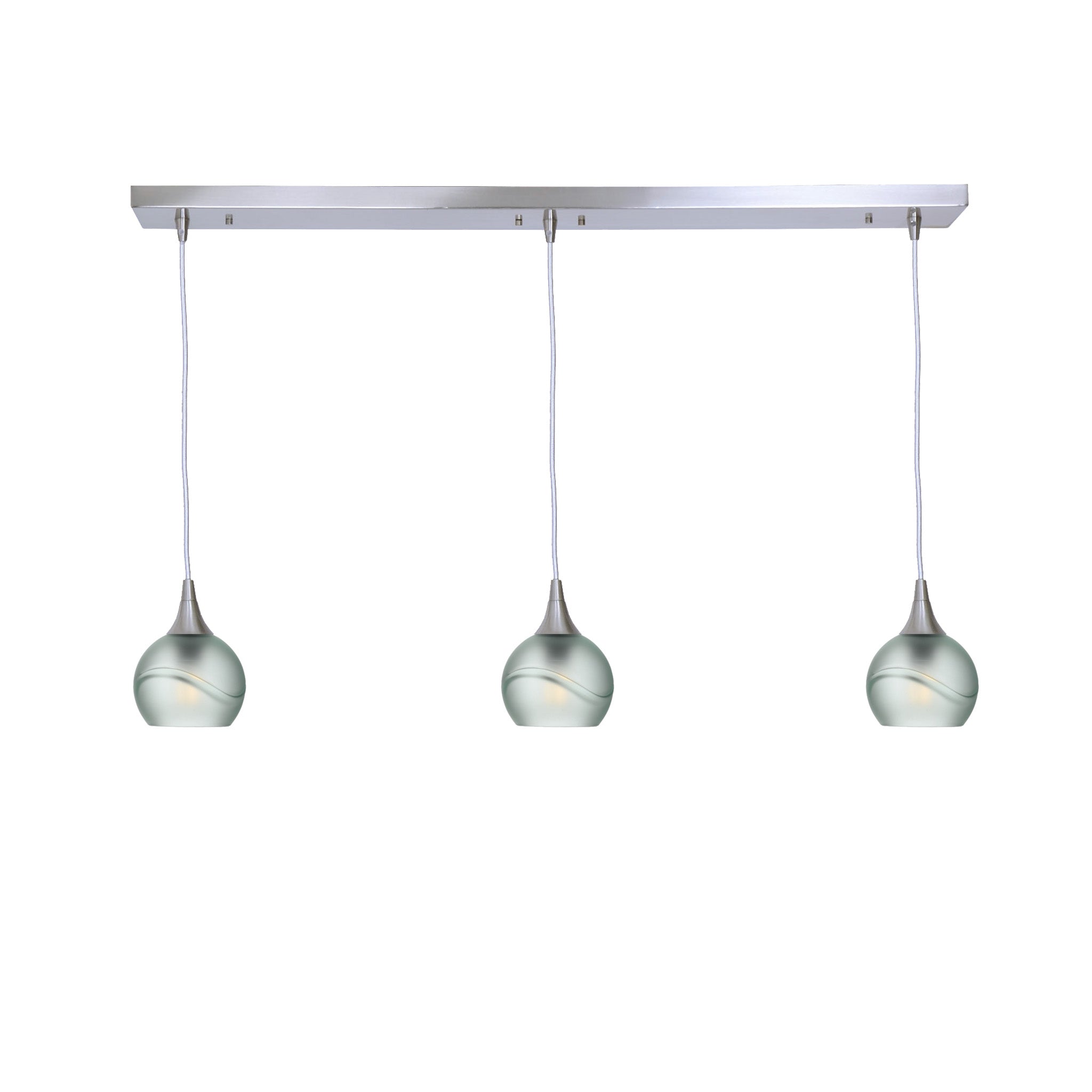 763 3 Pendant Linear Chandelier-Glass-Bicycle Glass Co - Hotshop-Brushed Nickel - 4ft Cord-Glacial-Eco Clear-Bicycle Glass Co