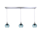 763 3 Pendant Linear Chandelier-Glass-Bicycle Glass Co - Hotshop-Brushed Nickel - 4ft Cord-Lunar-Slate Gray-Bicycle Glass Co