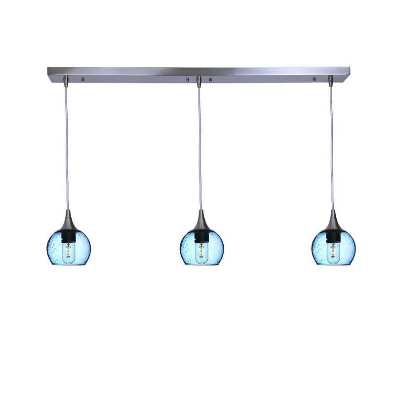 763 3 Pendant Linear Chandelier — Brushed Nickel - Custom / Lunar / Steel Blue