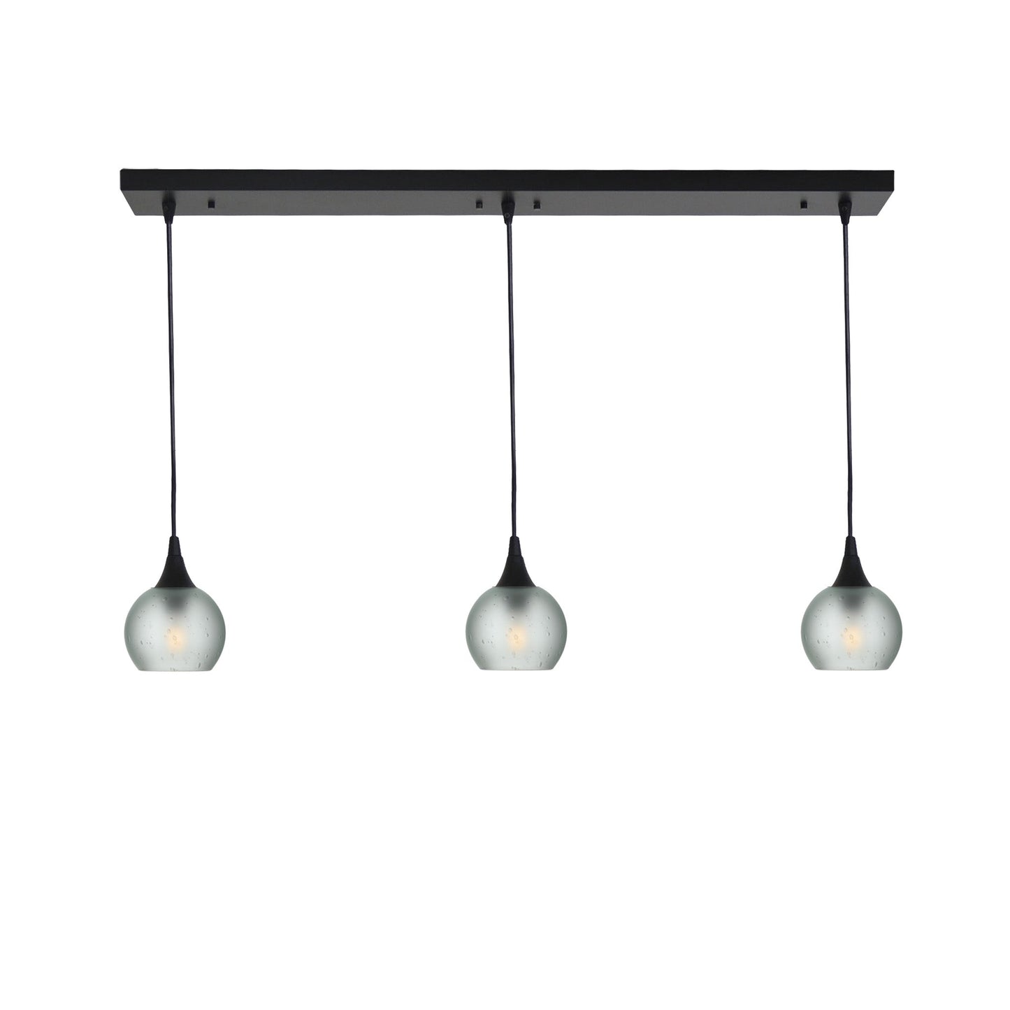 763 3 Pendant Linear Chandelier-Glass-Bicycle Glass Co - Hotshop-Matte Black - 4ft Cord-Celestial-Eco Clear-Bicycle Glass Co