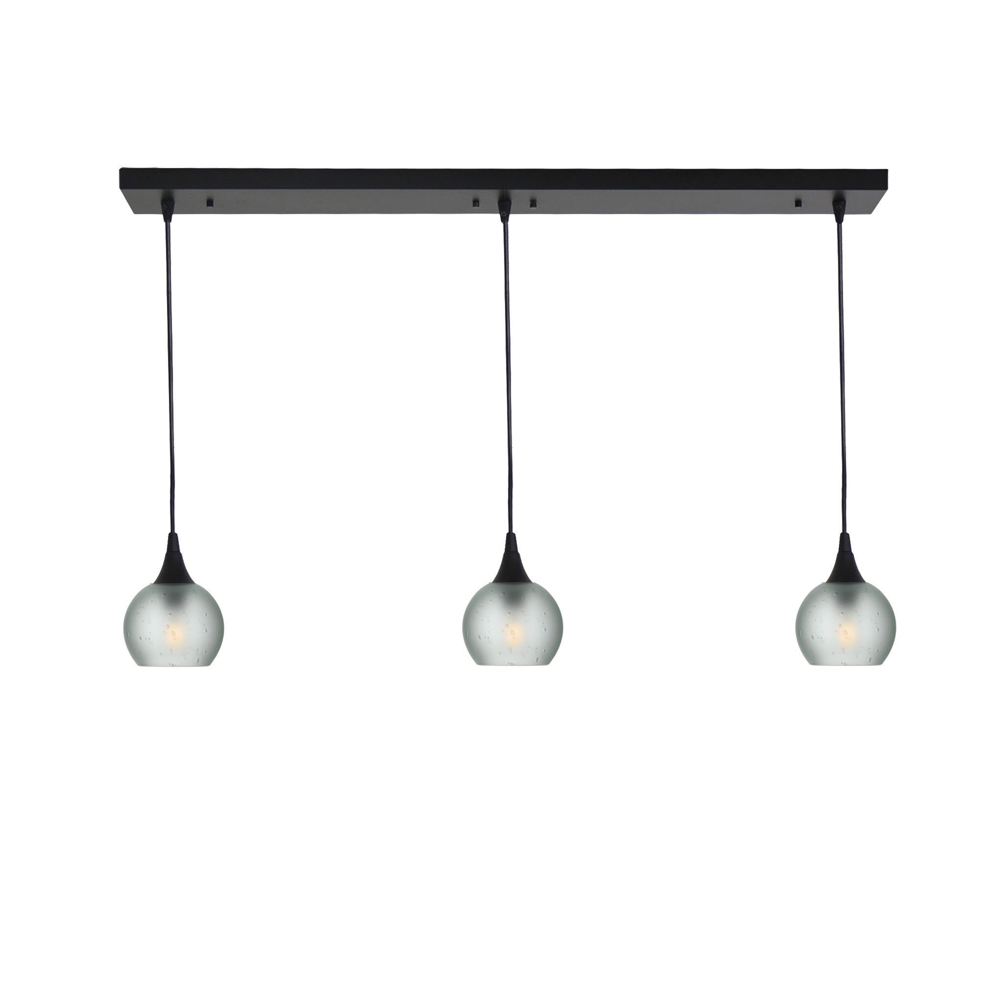 763 3 Pendant Linear Chandelier-Glass-Bicycle Glass Co - Hotshop-Matte Black - 4ft Cord-Celestial-Eco Clear-Bicycle Glass Co