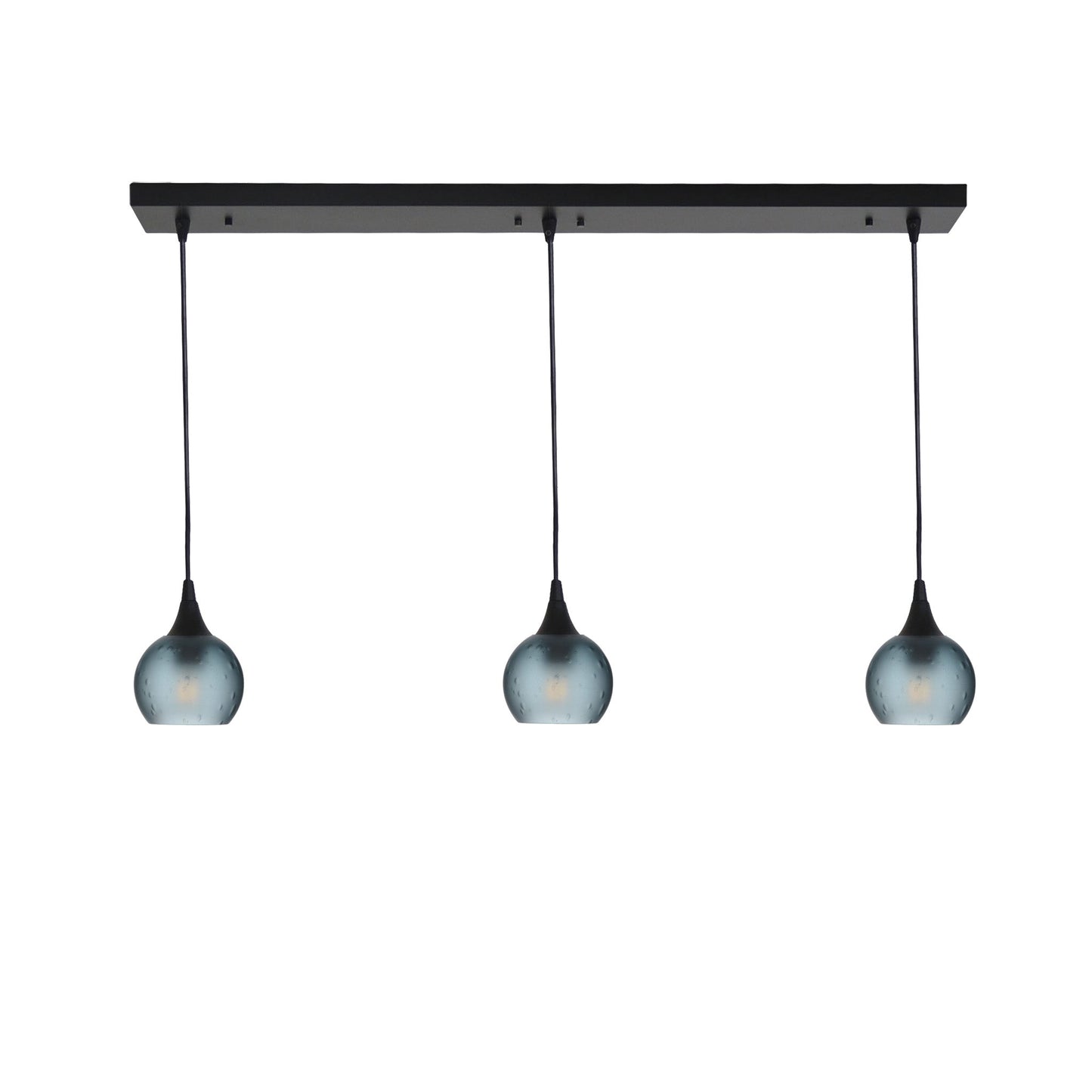763 3 Pendant Linear Chandelier-Glass-Bicycle Glass Co - Hotshop-Matte Black - 4ft Cord-Celestial-Slate Gray-Bicycle Glass Co