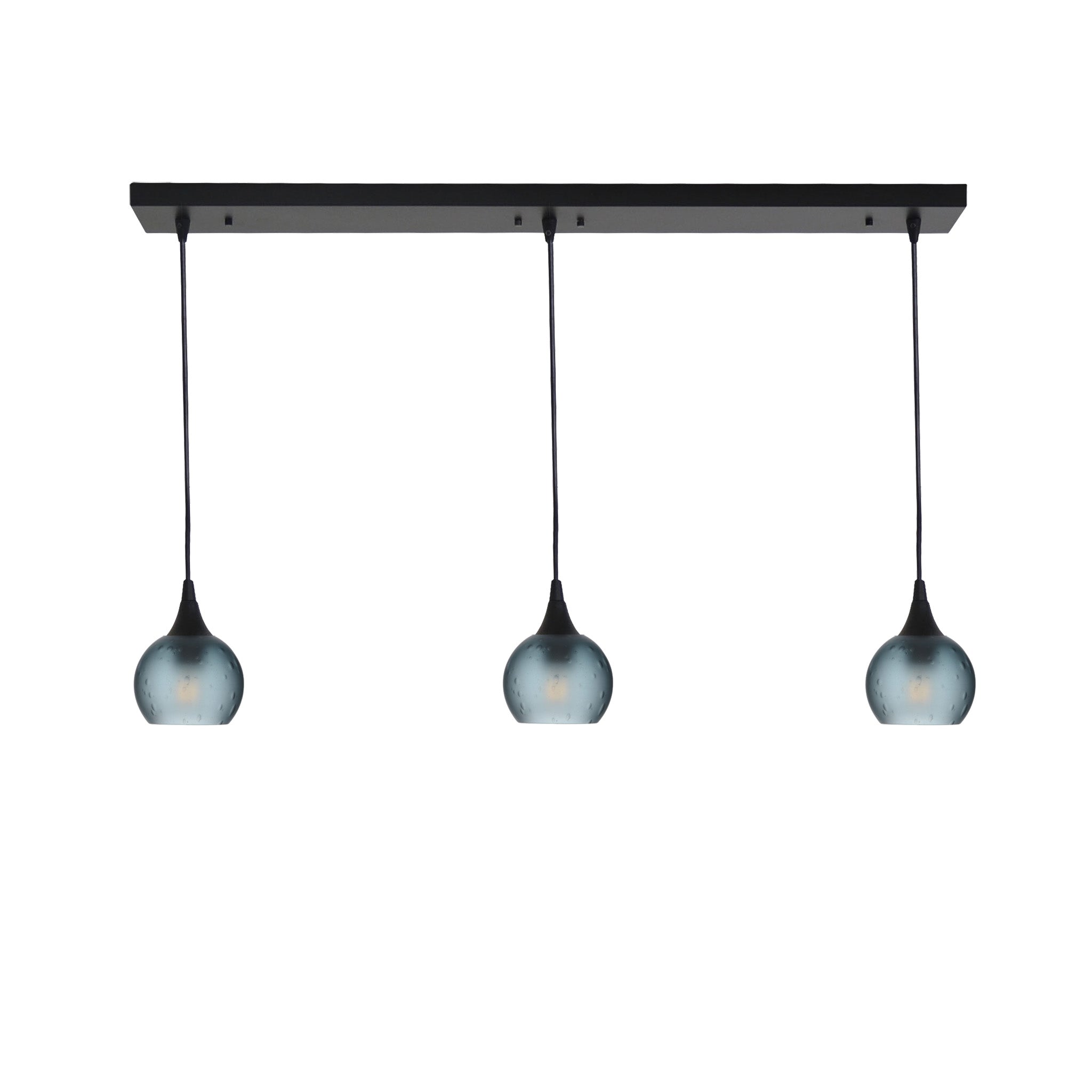 763 3 Pendant Linear Chandelier-Glass-Bicycle Glass Co - Hotshop-Matte Black - 4ft Cord-Celestial-Slate Gray-Bicycle Glass Co