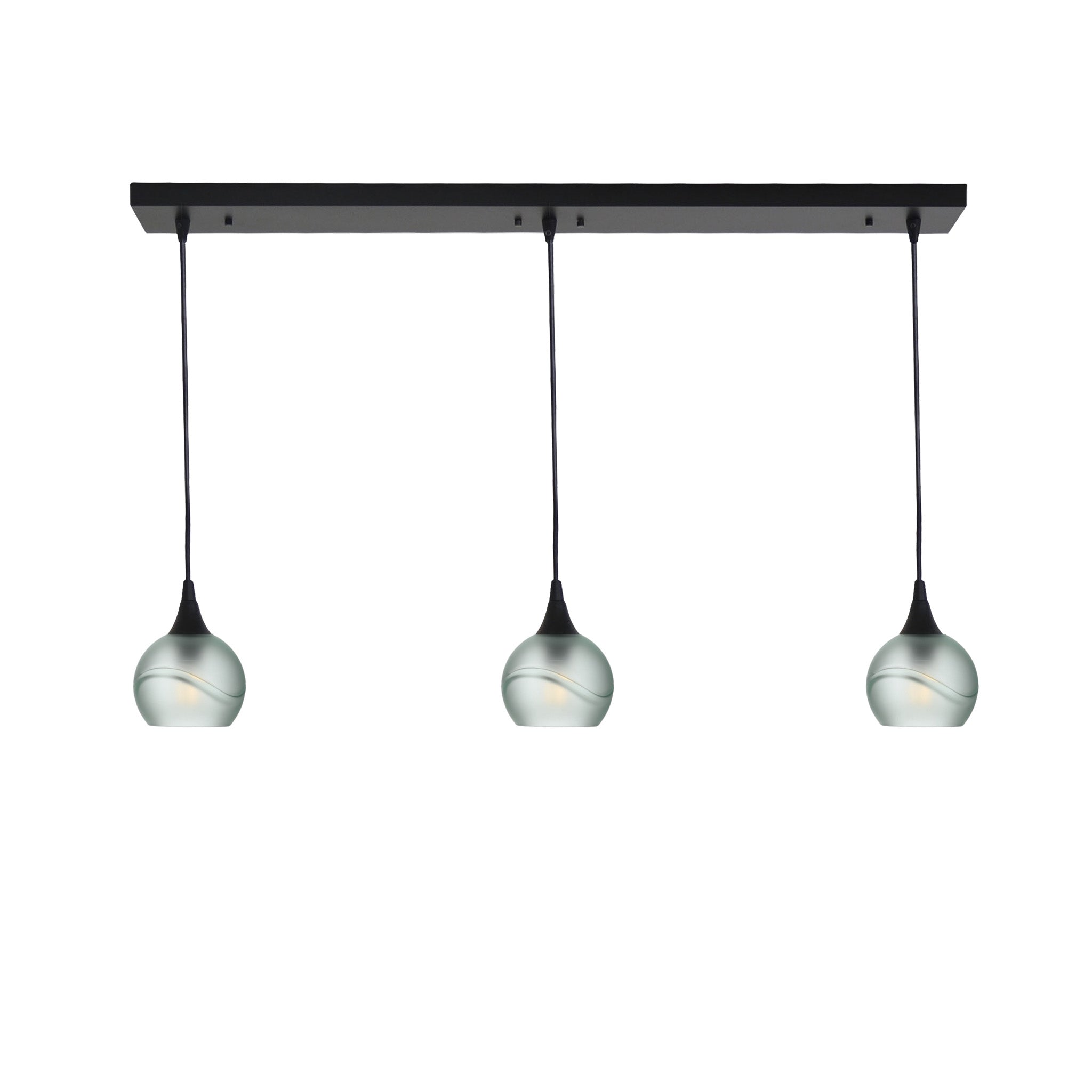 763 3 Pendant Linear Chandelier-Glass-Bicycle Glass Co - Hotshop-Matte Black - 4ft Cord-Glacial-Eco Clear-Bicycle Glass Co