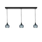 763 3 Pendant Linear Chandelier-Glass-Bicycle Glass Co - Hotshop-Matte Black - 4ft Cord-Glacial-Slate Gray-Bicycle Glass Co