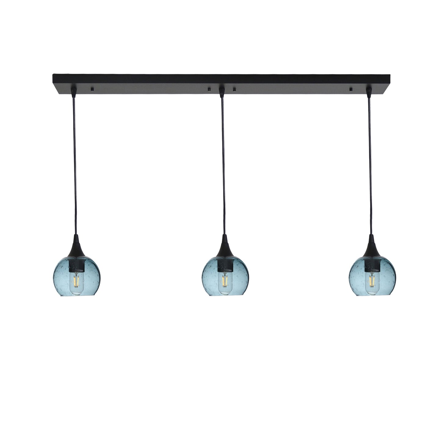 763 3 Pendant Linear Chandelier-Glass-Bicycle Glass Co - Hotshop-Matte Black - 4ft Cord-Lunar-Slate Gray-Bicycle Glass Co