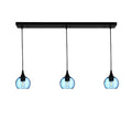 763 3 Pendant Linear Chandelier-Glass-Bicycle Glass Co - Hotshop-Matte Black - 4ft Cord-Lunar-Steel Blue-Bicycle Glass Co